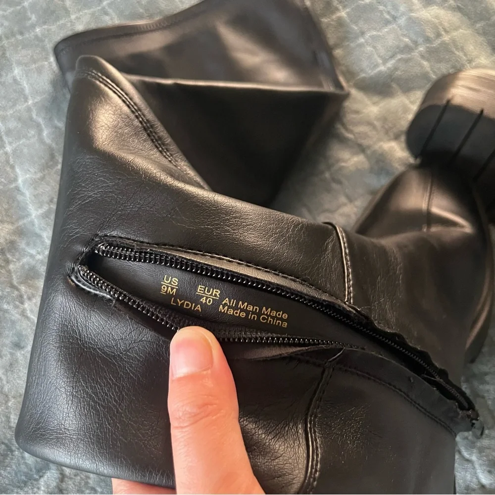 Sam Edelman Shiny Black Over the Knee‎ platform Moto bratz Boots 9